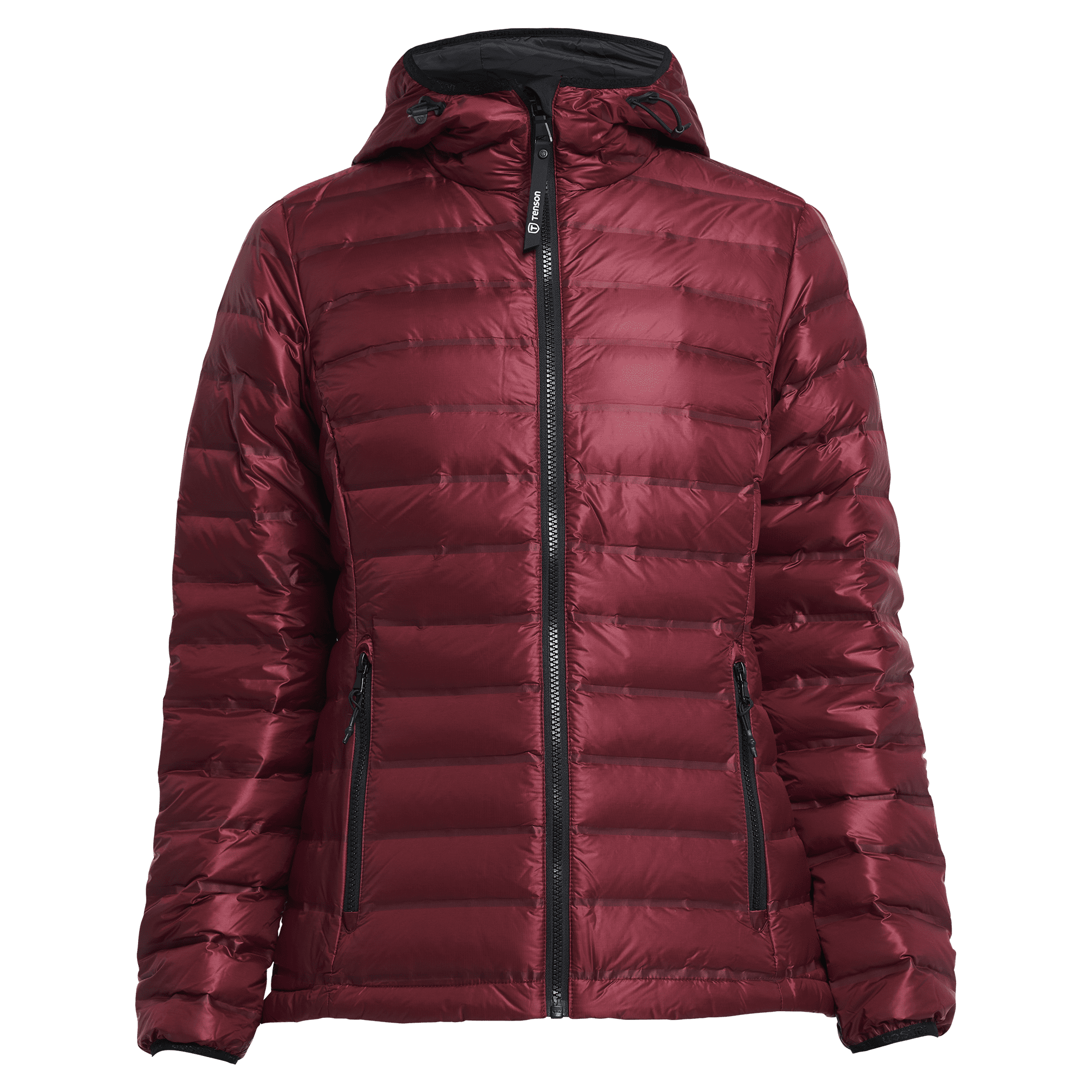 deep red puffer jacket