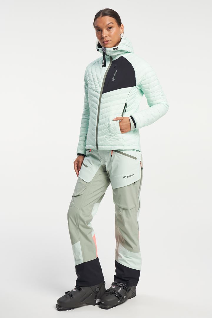 Ski Touring Puffer Jacket - Gewatteerd jack voor dames - Dusty Aqua