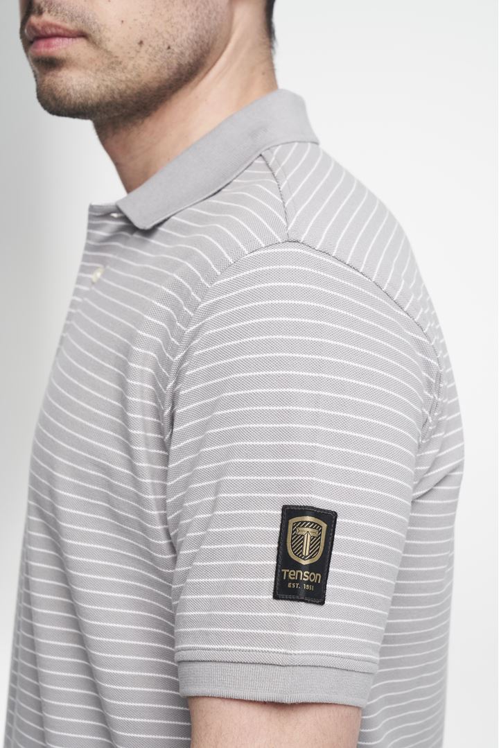 Dean Polo - Men's striped polo shirt - Grey