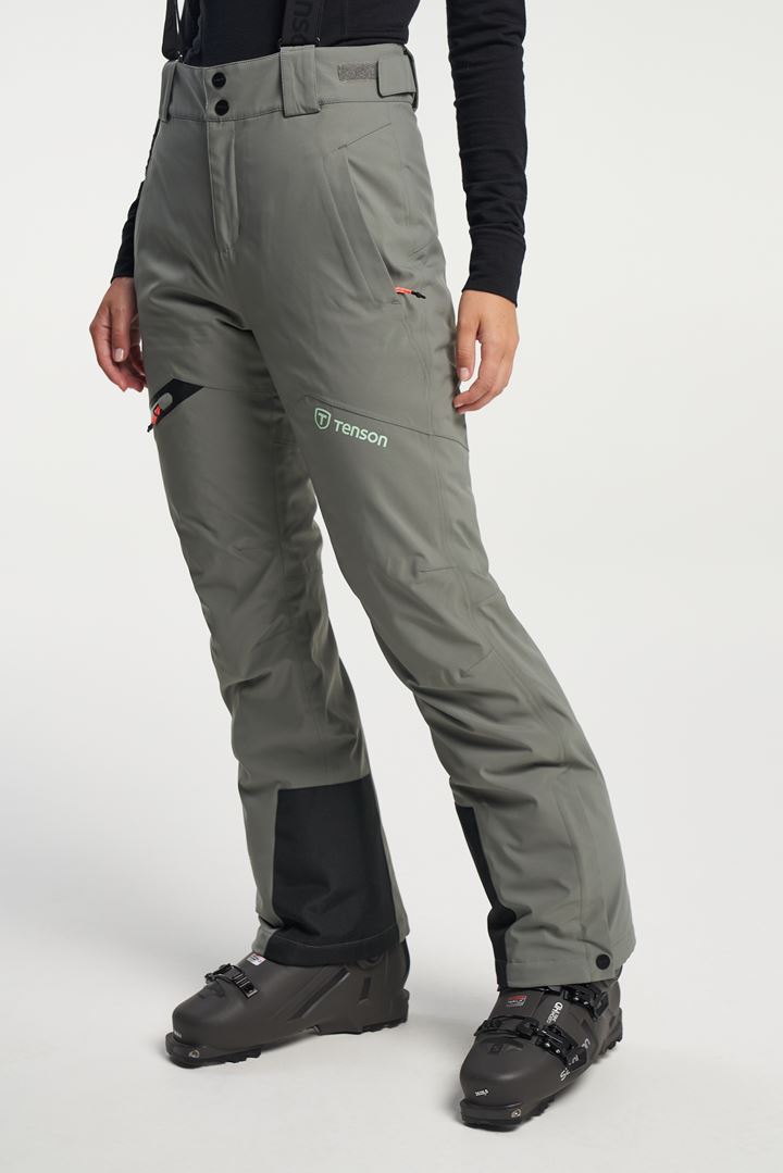 Core Ski Pants - Women's Ski Pants with Removable Braces - Grey Green