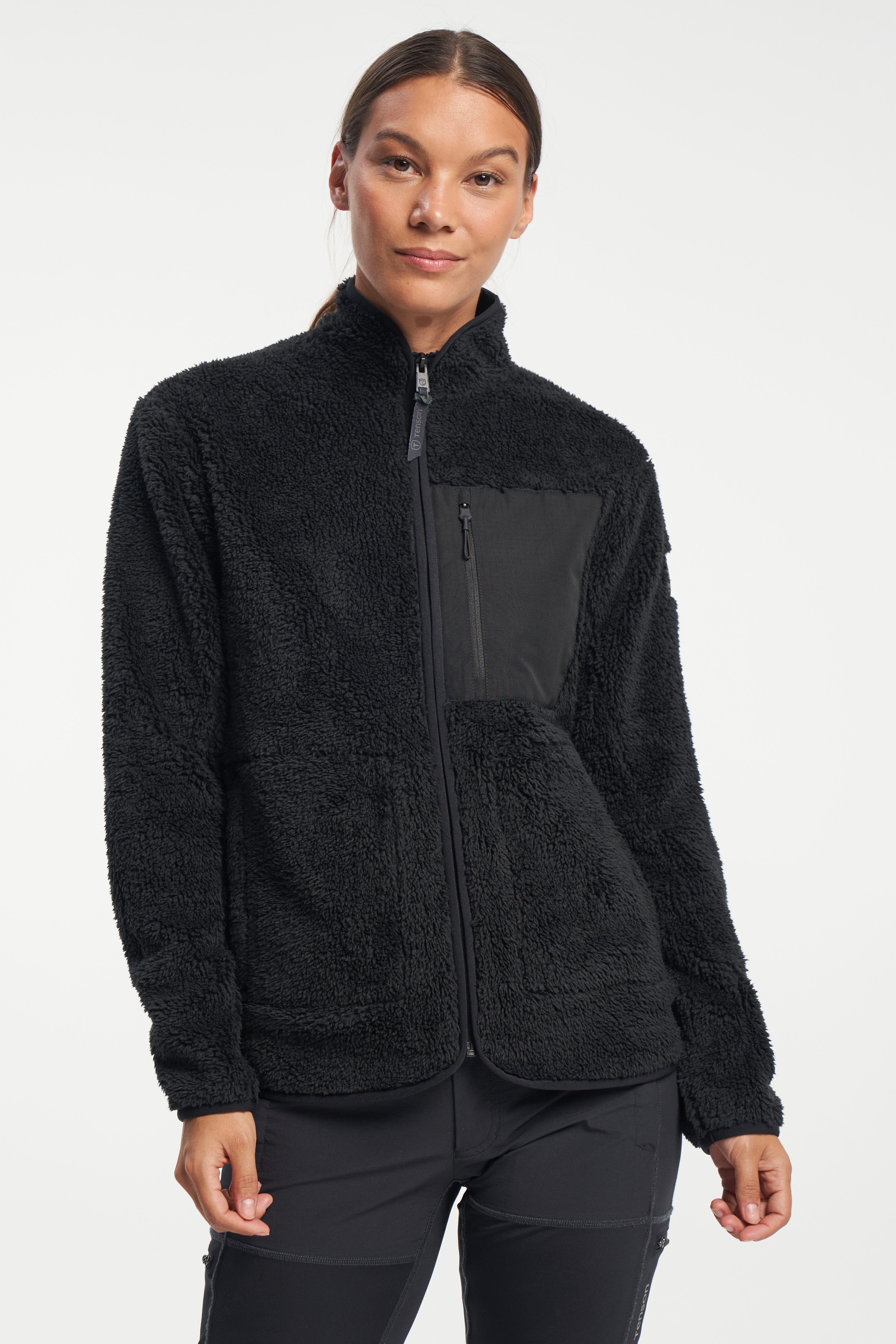 Pile zip online jacket