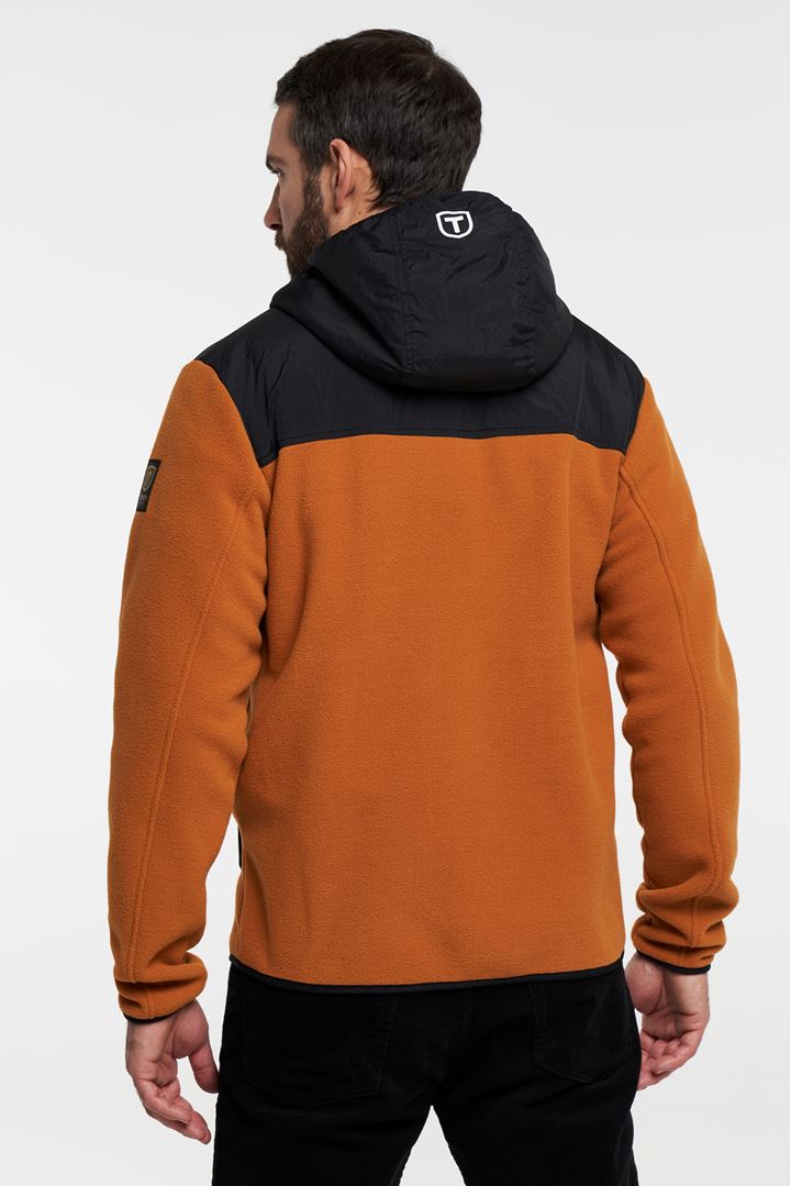 Block Zip Hoodie - Smart Fleece Shirt - Dark Orange