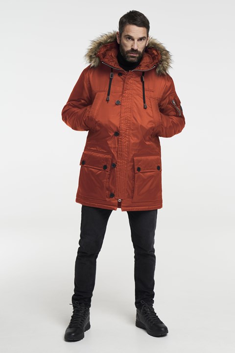 Himalaya Anniv Jacket - Jacke mit Pelzkragen für Herren - Dark Orange