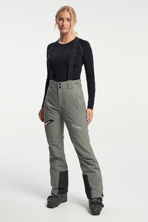Core Ski Pants - Skihose mit abnehmbaren Trägern für Damen - Grey Green