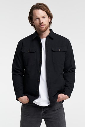 Cargo Shirt Jacket - Fodrad overshirt - Black