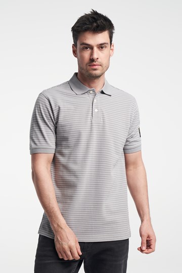 Dean Polo - Men's striped polo shirt - Grey