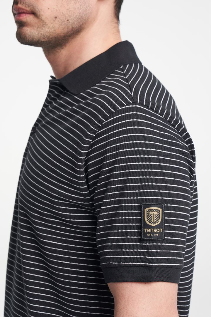 Dean Polo - Men's striped polo shirt - Black