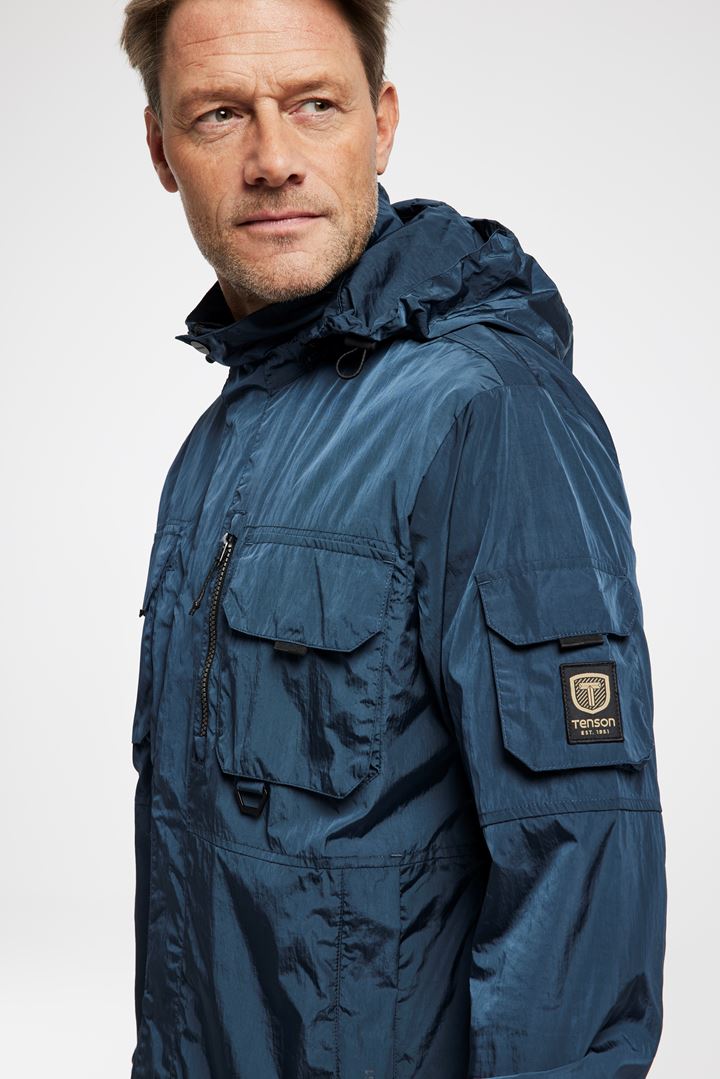 Jeffers Jacket - Vindtät jacka med avtagbar huva - Dark Blue